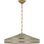 Hand-Rubbed Antique Brass with Schumacher Pleated Blue Charee Stripe | shipping 12/10/2026