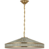 Hand-Rubbed Antique Brass with Schumacher Pleated Blue Charee Stripe | shipping 12/10/2026