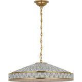 Hand-Rubbed Antique Brass with Schumacher Pleated Blue Aditi | shipping 01/09/2027
