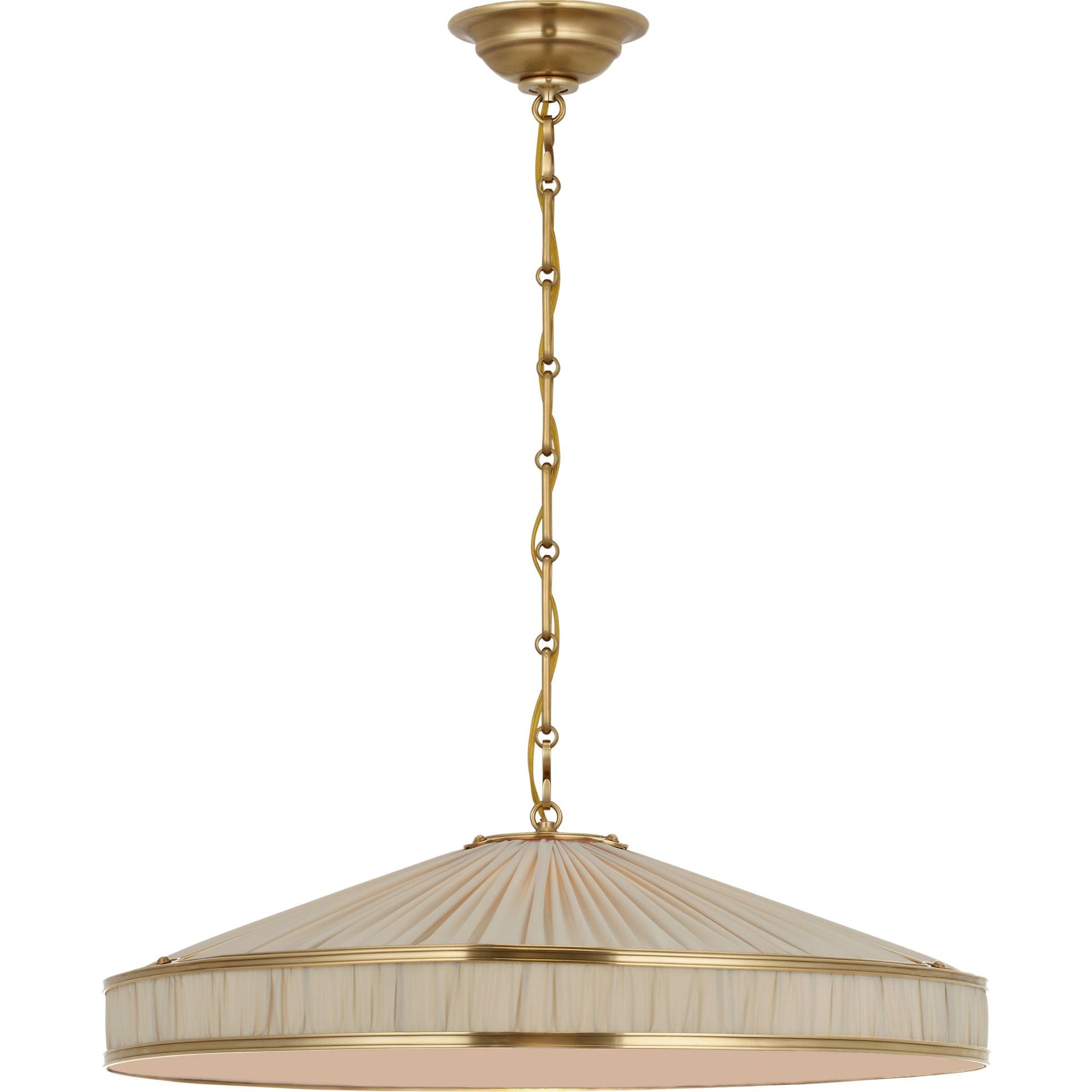 Hand-Rubbed Antique Brass with Pleated Champagne Silk | shipping 01/09/2027