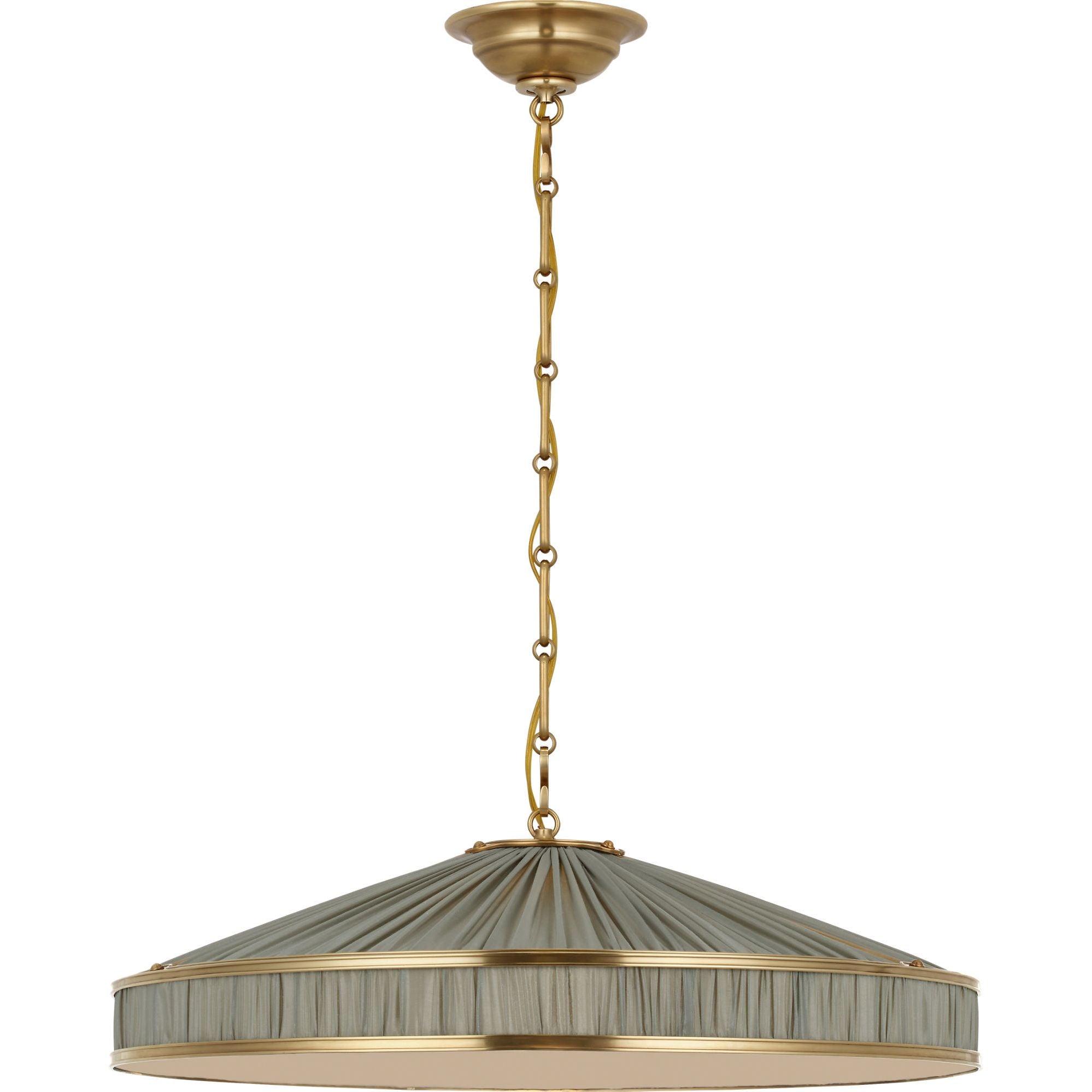 Hand-Rubbed Antique Brass with Pleated Mist Silk | shipping 01/09/2027