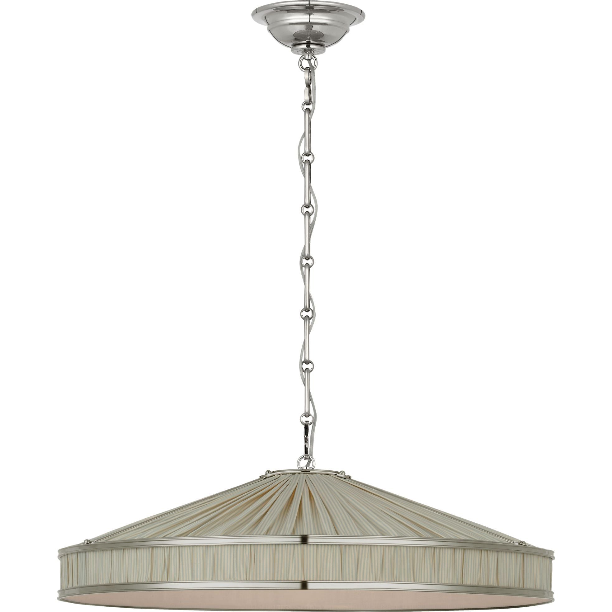 Polished Nickel with Schumacher Pleated Blue Charee Stripe | shipping 12/10/2026