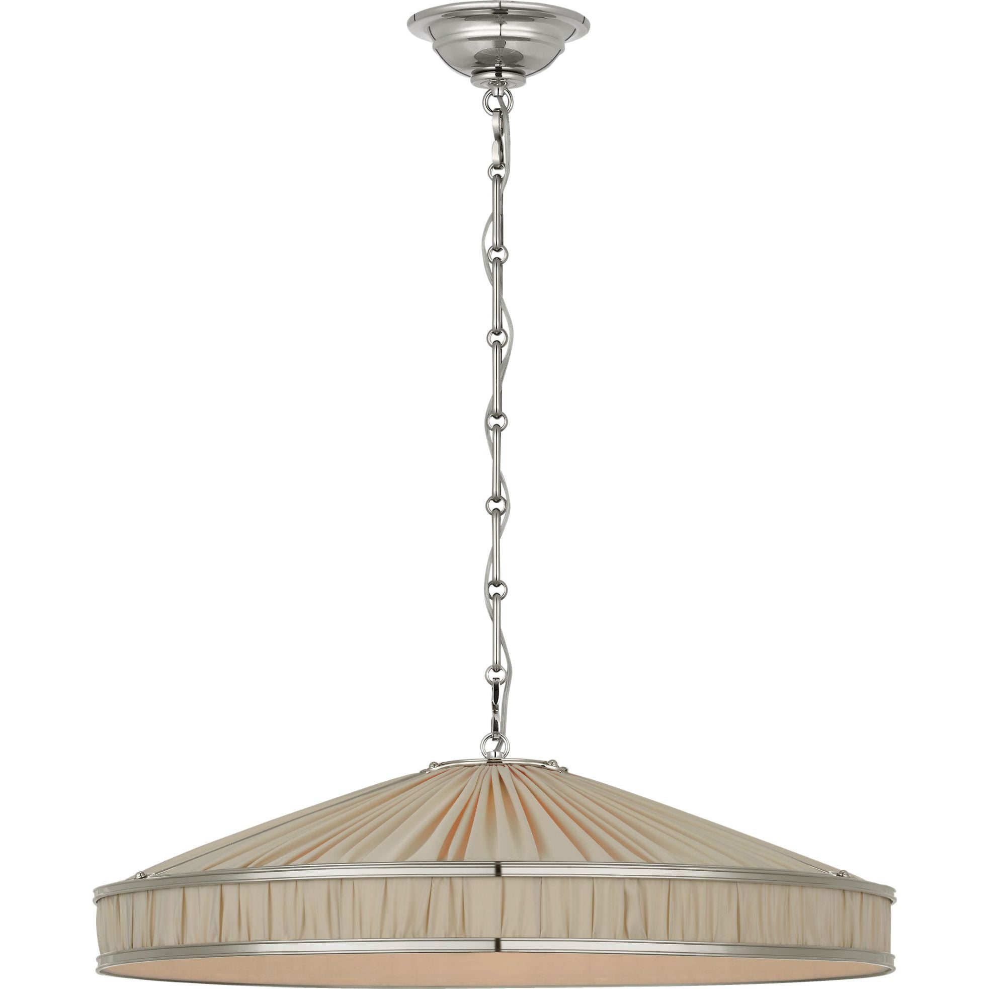 Polished Nickel with Pleated Champagne Silk | shipping 01/09/2027