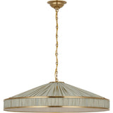 Hand-Rubbed Antique Brass with Schumacher Pleated Blue Charee Stripe | shipping 12/10/2026