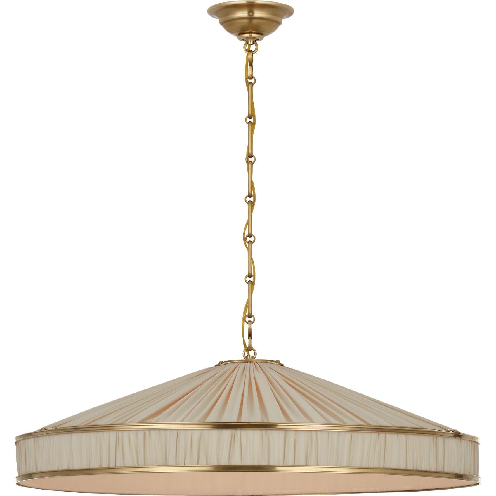 Hand-Rubbed Antique Brass with Pleated Champagne Silk | shipping 12/10/2026