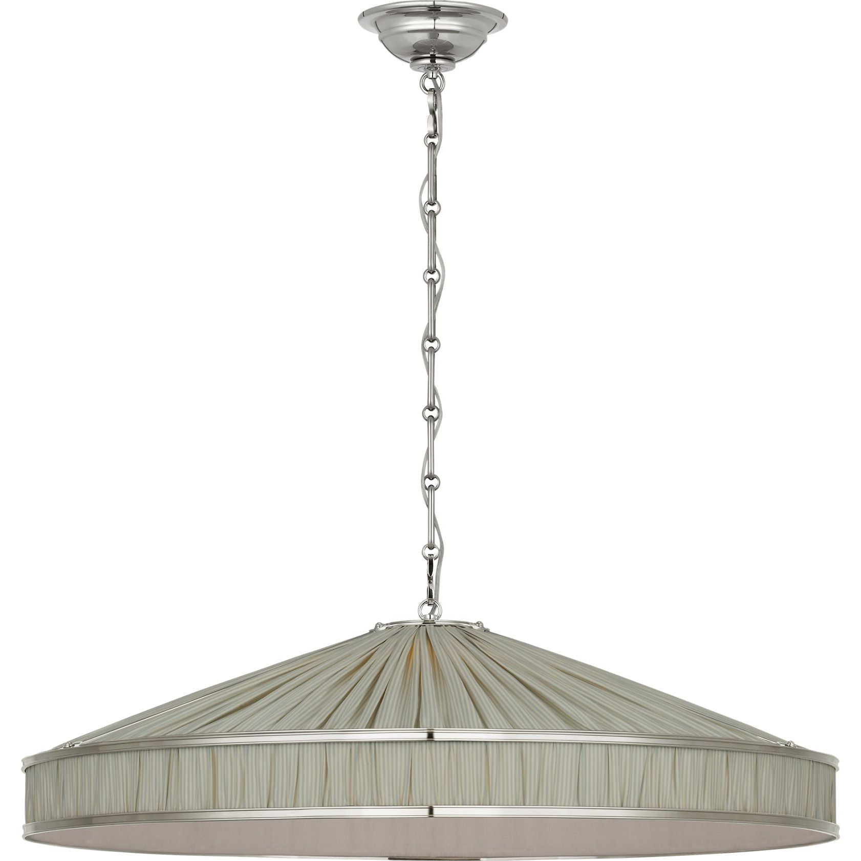 Polished Nickel with Schumacher Pleated Blue Charee Stripe | shipping 12/10/2026