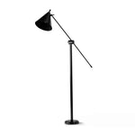 Featuring Watkins Jet Black Floor Lamp by Four Hands at Amethyst Home. This task lighting staple gets an all-metal update for a modern look in this floor lamp. Adjustable in the middle of the base and at the shade for ultimate customizability. Dimmer switch included.Overall Dimensions: 46.25"w x 12.25"d x 71.75"hWeight : 36.16 lbsMaterials : Iron. Amethyst Home provides interior design, new construction, custom furniture, and area rugs in the Houston metro area