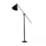 Featuring Watkins Jet Black Floor Lamp by Four Hands at Amethyst Home. This task lighting staple gets an all-metal update for a modern look in this floor lamp. Adjustable in the middle of the base and at the shade for ultimate customizability. Dimmer switch included.Overall Dimensions: 46.25"w x 12.25"d x 71.75"hWeight : 36.16 lbsMaterials : Iron. Amethyst Home provides interior design, new construction, custom furniture, and area rugs in the Houston metro area