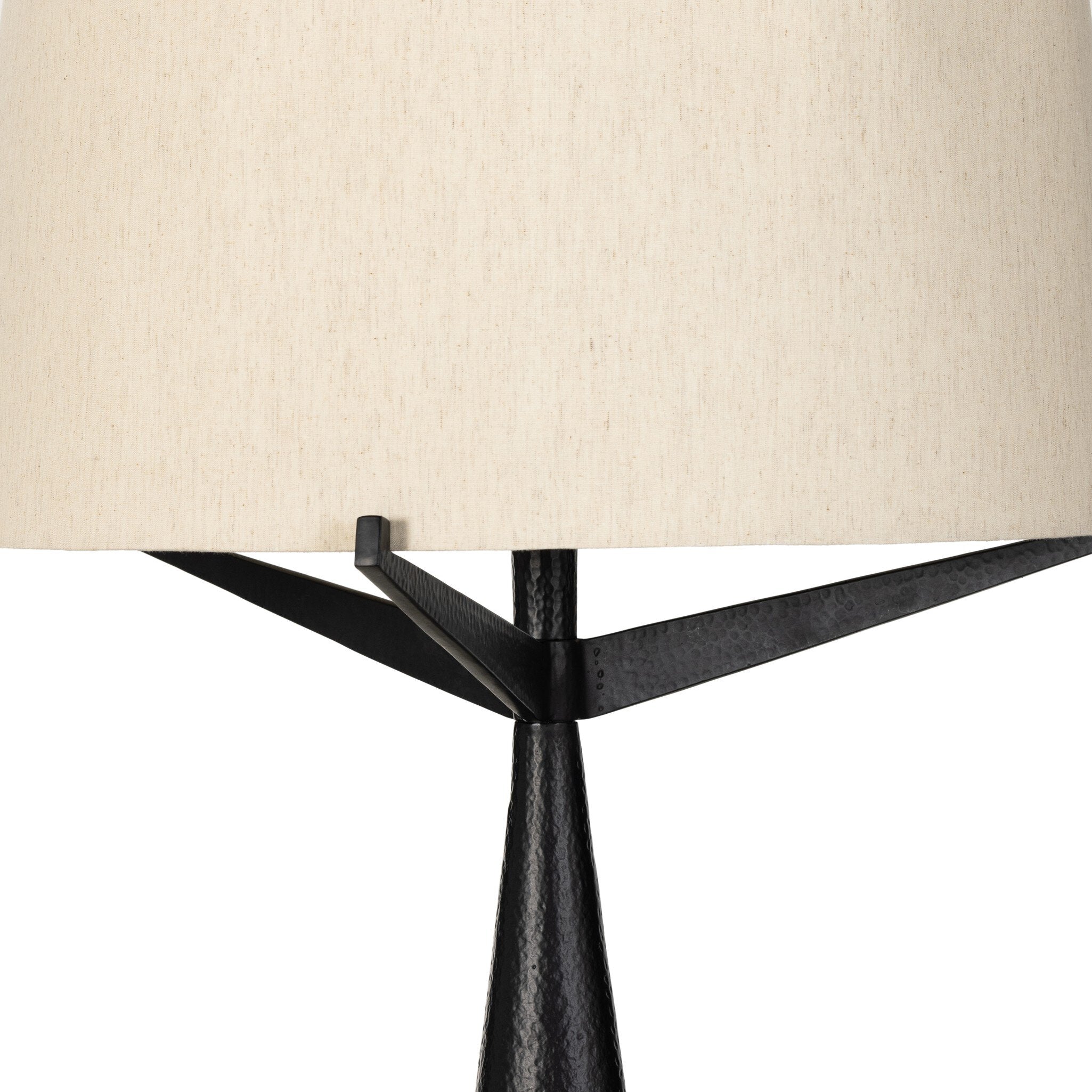 Featuring Ziggy Hammered Black Aluminum Floor Lamp by Four Hands at Amethyst Home. A tapered silhouette in hand-hammered aluminum gives this architectural floor lamp its textured shape. The beige 100% cotton shade adds a casual look and warm contrast.Overall Dimensions: 26.00"w x 26.00"d x 70.00"hWeight : 35.89 lbsMaterials : Aluminum, Thermoplastic, 100% Cotton. Amethyst Home provides interior design, new construction, custom furniture, and area rugs in the Laguna Beach metro area