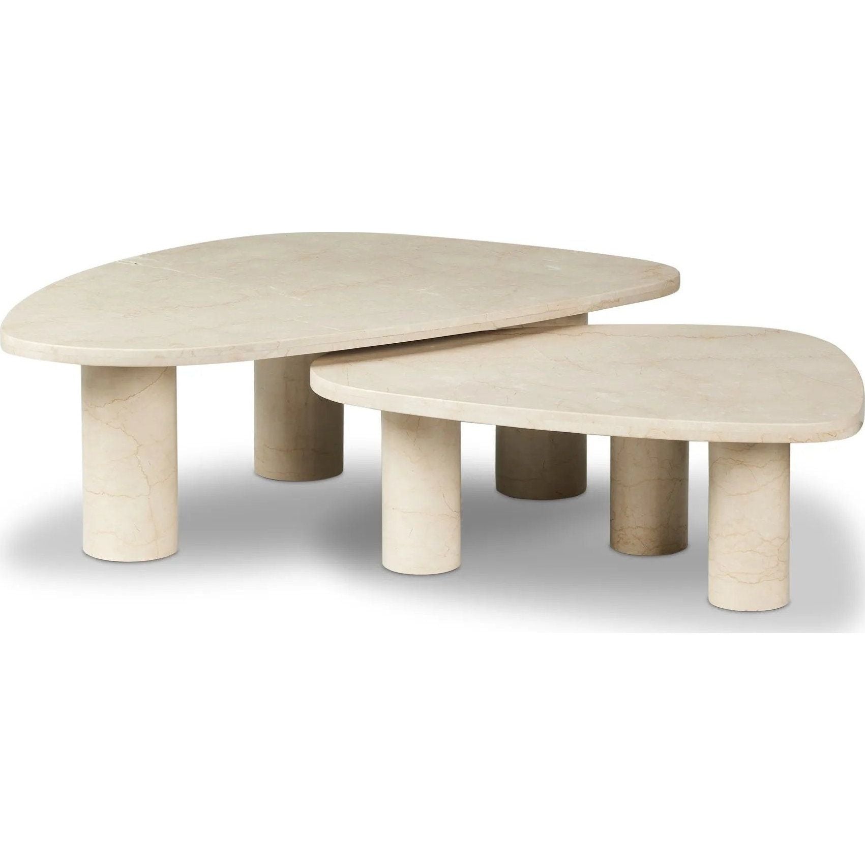 Zion Cream Marble Nesting Coffee Tables  Four Hands