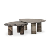Zion Nesting Coffee Tables - Large Antique White Marble + Small Rocky Brown Marble - Antique White Marble | shipping 09/15/2026