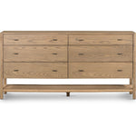 Featuring Zuma Dune Ash 6 Drawer Dresser by Four Hands at Amethyst Home. Simple yet refined, the Zuma Dune Ash 6 Drawer Dresser is a danish design-influenced dresser that is made from solid ash, with iron hardware finished in a sleek gunmetal. Stretcher-style shelving made from woven paper cord serves up a textural finishing touch. Six spacious drawers bring generous storage space to the bedro. Amethyst Home provides interior design services, furniture, rugs, and lighting in the Dallas metro area.
