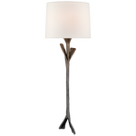 Featuring Fliana Tail Sconce by Visual Comfort at Amethyst Home. The slender and elegant Fliana by AERIN evokes nature with its sculpted branch-like base, adding an organic element to any contemporary space. The tapered linen shade diffuses light that's ideal for a living room or home office.Overall Dimensions: 8.5" L x  8.5" W x 24" H Weight: 4 lbs..  Amethyst Home provides interior design, new home construction design consulting, vintage area rugs, and lighting in the Charlotte metro area.