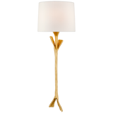 Featuring Fliana Tail Sconce by Visual Comfort at Amethyst Home. The slender and elegant Fliana by AERIN evokes nature with its sculpted branch-like base, adding an organic element to any contemporary space. The tapered linen shade diffuses light that's ideal for a living room or home office.Overall Dimensions: 8.5" L x  8.5" W x 24" H Weight: 4 lbs..  Amethyst Home provides interior design, new home construction design consulting, vintage area rugs, and lighting in the Alpharetta metro area.