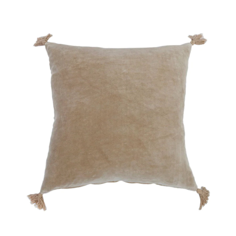 A sumptuously soft velvet square pillow with dainty tassels on each corner. King lounger 100% cotton. Amethyst Home provides interior design, new home construction design consulting, vintage area rugs, and lighting in the Boston metro area.