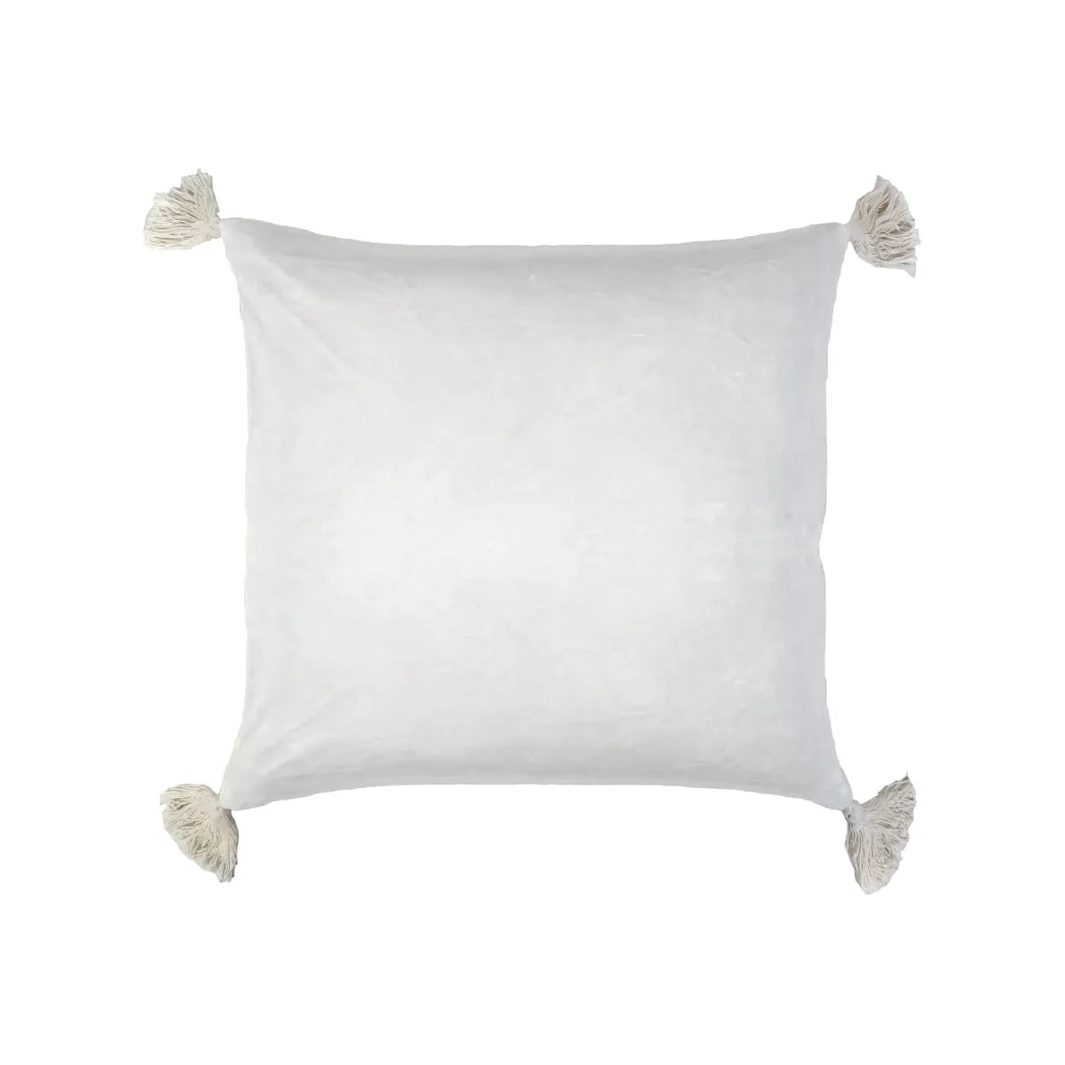 A sumptuously soft velvet square pillow with dainty tassels on each corner. King lounger 100% cotton. Amethyst Home provides interior design, new home construction design consulting, vintage area rugs, and lighting in the Hamptons metro area.
