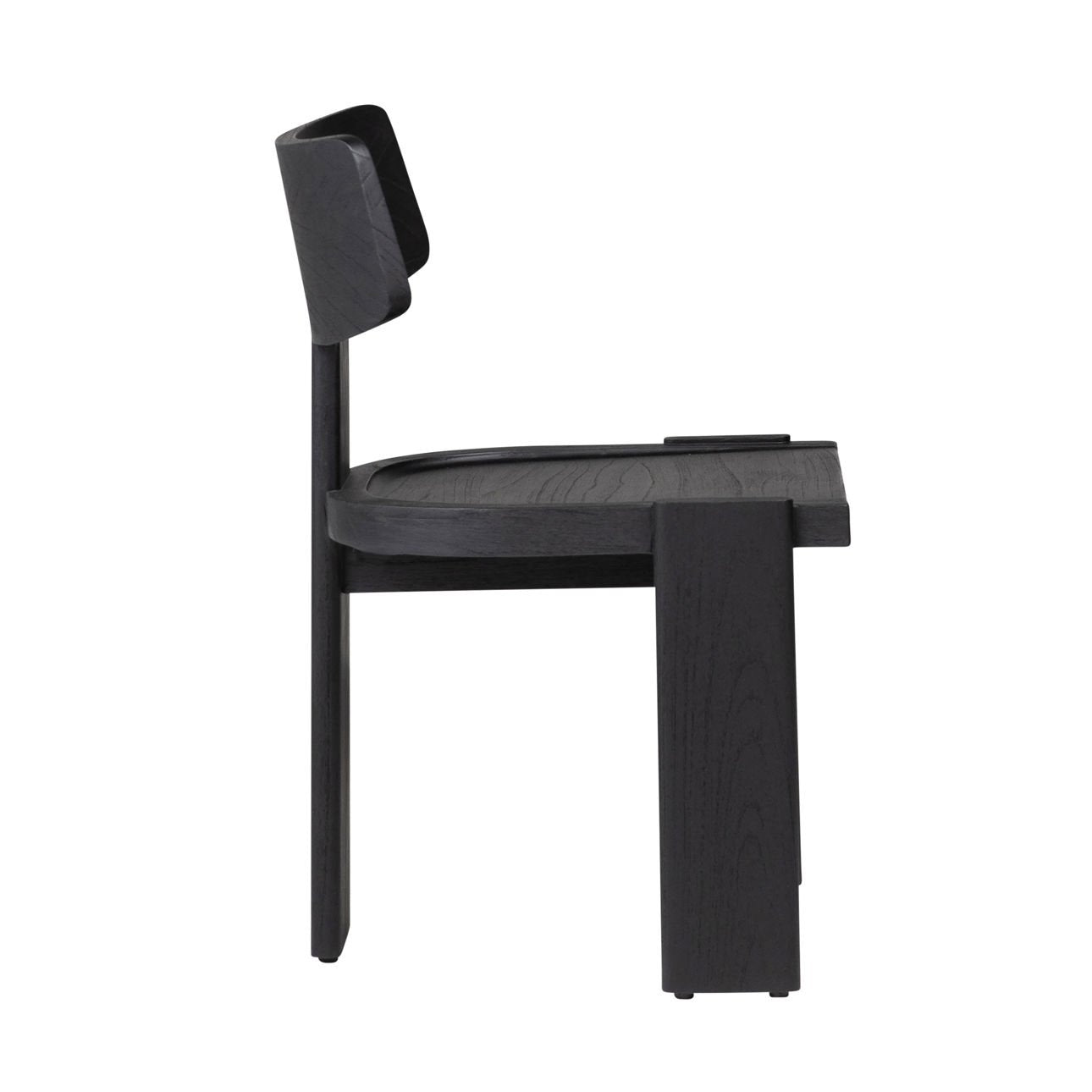Featuring Arteaga Black Dining Chair by Dovetail at Amethyst Home. Experience a fresh perspective on modern and contemporary chair styles with our hand-crafted Arteaga Dining Chair, featuring a sculptural silhouette. Made of high-quality mindi wood in a captivating raven-black finish. It rests upon a distinctive three-legged base, making a bold statem.  Amethyst Home provides interior design, new home construction design consulting, vintage area rugs, and lighting in the Salt Lake City metro area.