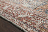 The Layla Collection is traditional and timeless, with a beautiful lived-in design that captures the spirit of an old-world rug. This traditional power-loomed rug is crafted of 100% polyester with a classic and sophisticated color palette and subtle patina.  Power Loomed 100% Polyester LAY-04 Ocean/Rust