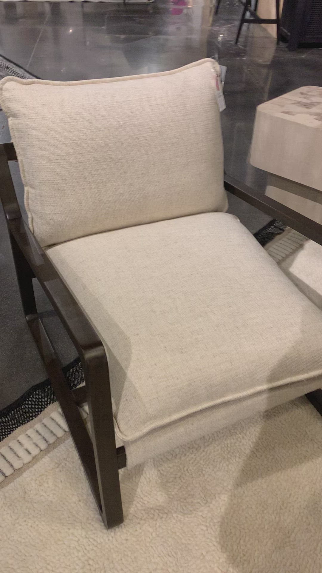 Load video: The Ace Thames Cream Chair has a gorgeous, solid parawood base with large, comfortable cushions. The perfect chair to relax or curl up with a good book in your living room or bedroom.   Overall Dimensions: 30.00&quot;w x 37.50&quot;d x 31.00&quot;h
