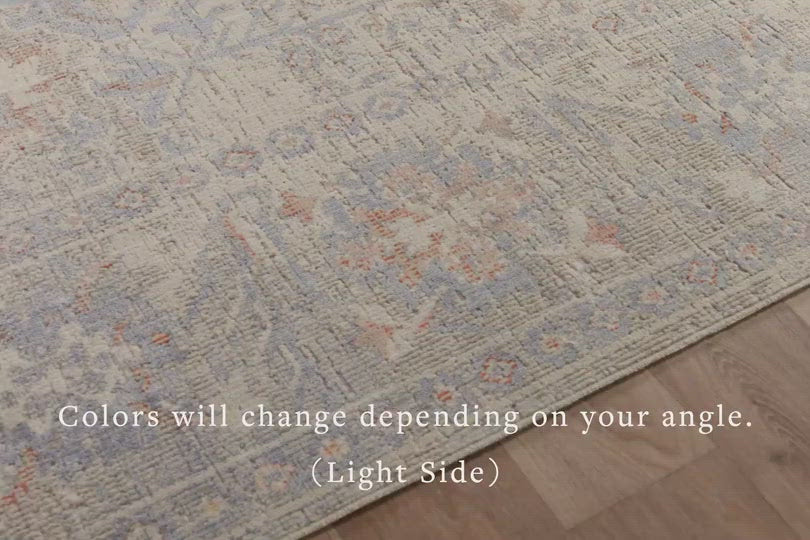 Durable, low pile, and soft, this rug is inspired by classic vintage and antique rugs. The Rosemarie Chris Loves Julia Oatmeal / Lavender ROE-05 rug from Loloi features a beautiful vintage pattern and patina. The rug is easy to clean, never sheds, and perfect for living rooms, dining rooms, hallways, and kitchens!
