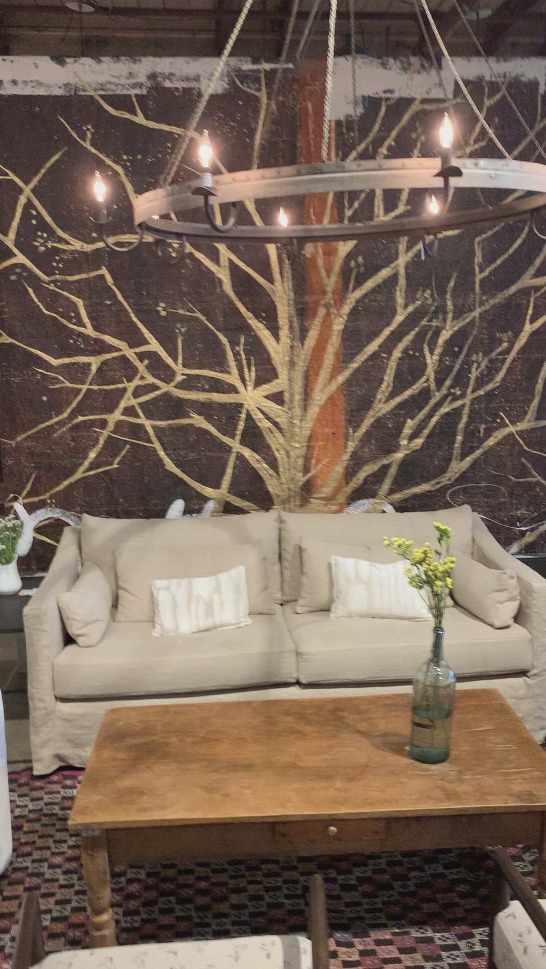 Rebecca Deluxe Sofa in Brevard Burlap