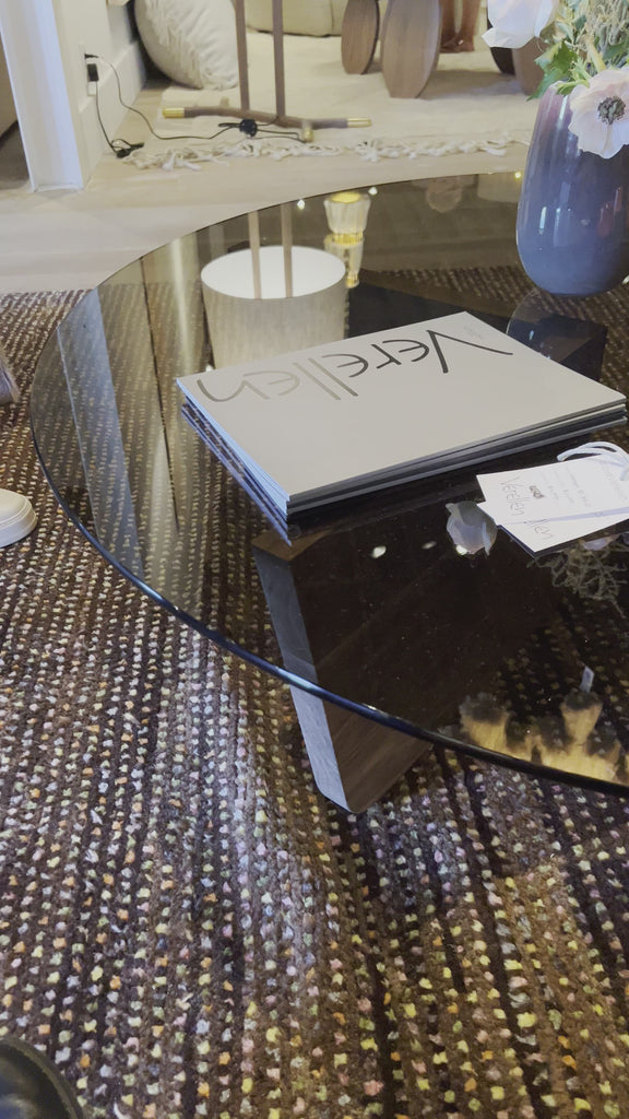 The Valencia Coffee Table is bench-crafted with sustainably harvested hardwood in Verellen's North Carolina atelier. Each table is handmade and takes 8 to 12 weeks for delivery. Amethyst Home provides interior design, new home construction design consulting, vintage area rugs, and lighting in the Dallas metro area.