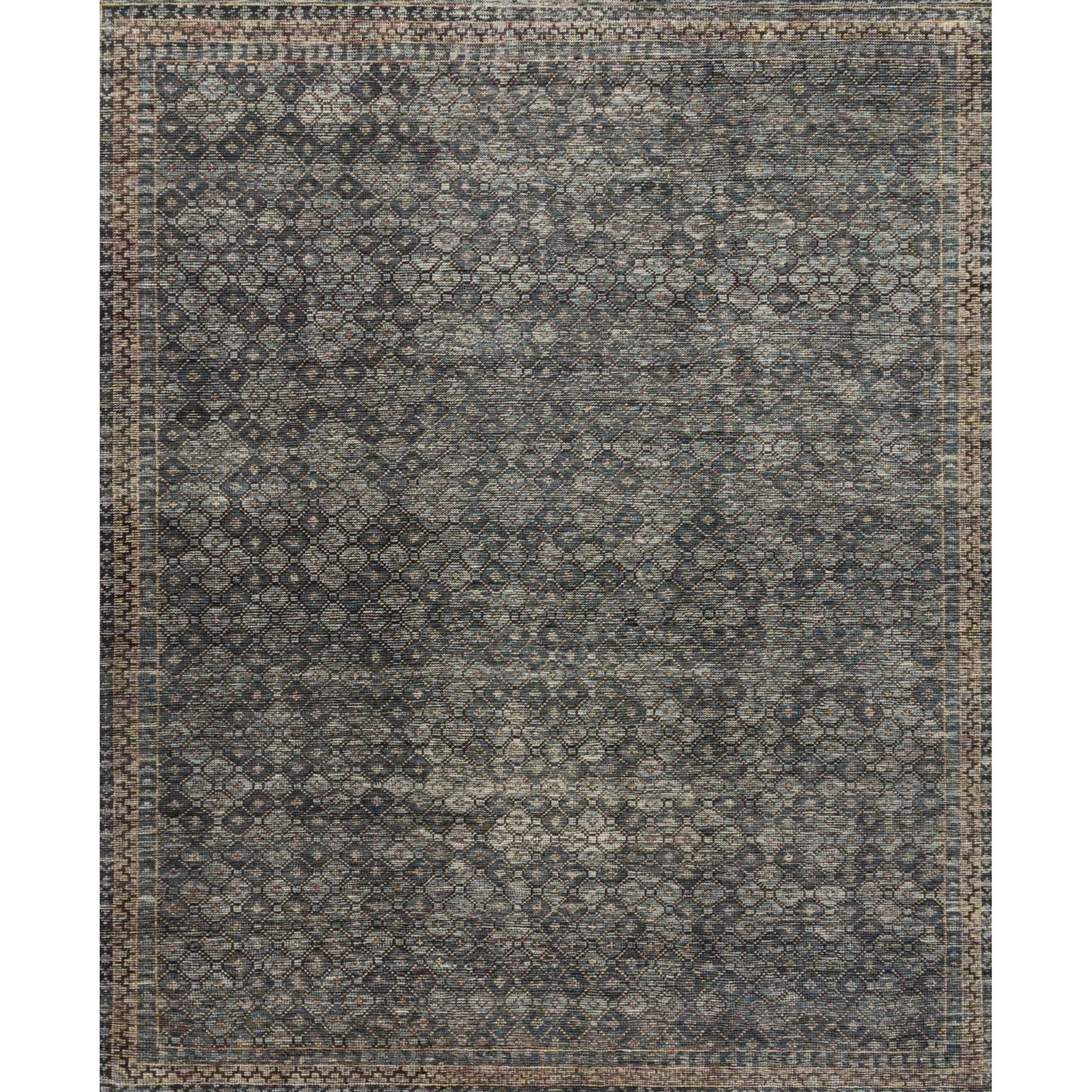 Hand-knotted in India of 100% wool, the Amara Collection creates a casual yet refined vibe with high-end appeal. Available in sizes up to 11’6'' x 15’.  Hand Knotted 100% Wool AMM-01 Ink/Turquoise