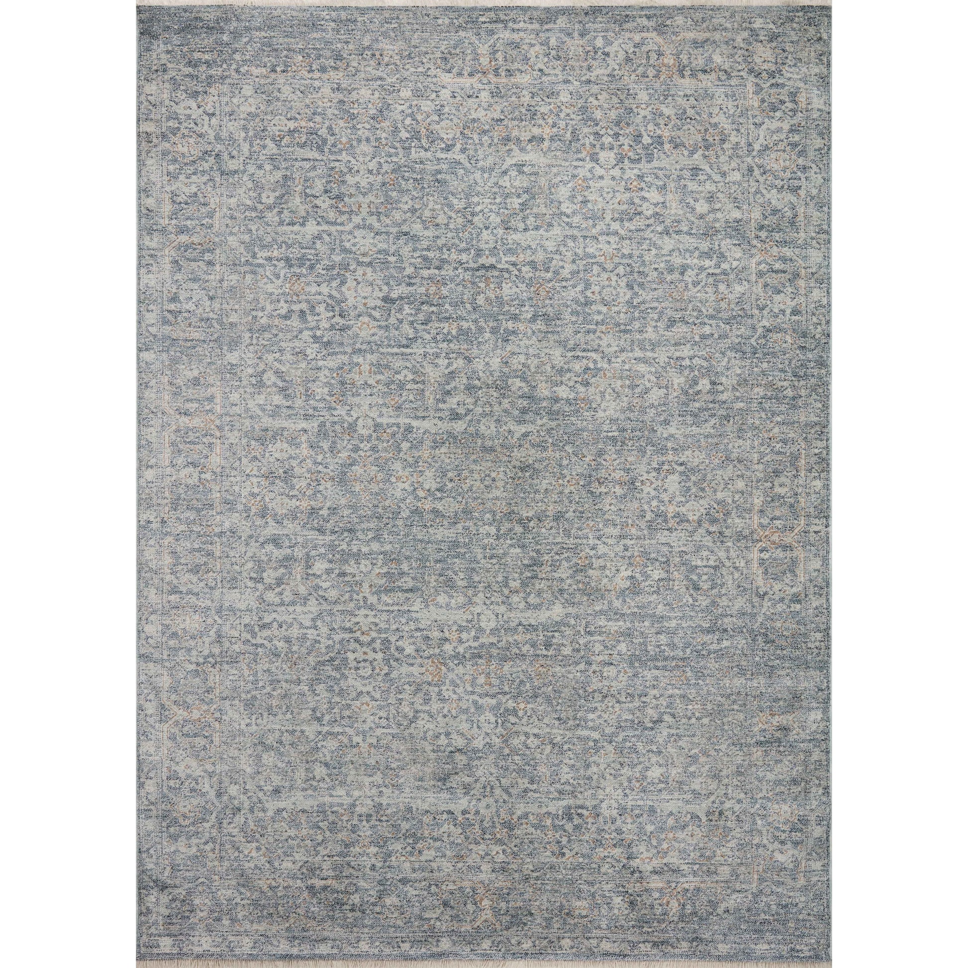 The Angela Rose x Loloi Blake BLA-03 Denim / Taupe rug features traditional motifs that have softened into the background, making it an effortless neutral in any room. Muted earth-toned palettes complement a range of furniture, while subtle cream-colored fringe at the edges add texture and framing. Amethyst favorite! Amethyst Home provides interior design services, furniture, rugs, and lighting in the Des Moines metro area.