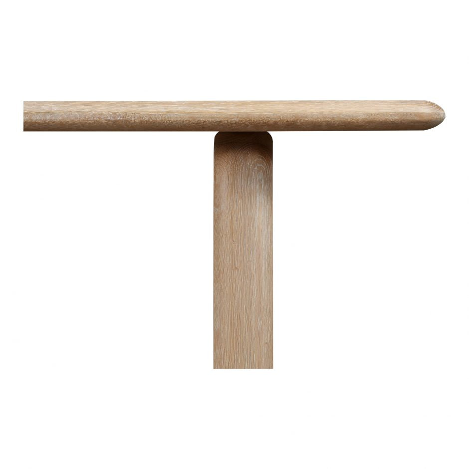 The Malibu dining table embodies an organic aesthetic through its design. Thick pieces of solid white Oak wood is used from head to toe, showing off this pieces beautiful grain pattern and shades. The rounded edges on the legs and table-top creates a flow that is more contemporary and natural. With seating space for 10, the Malibu dining table can host the entire neighborhood.