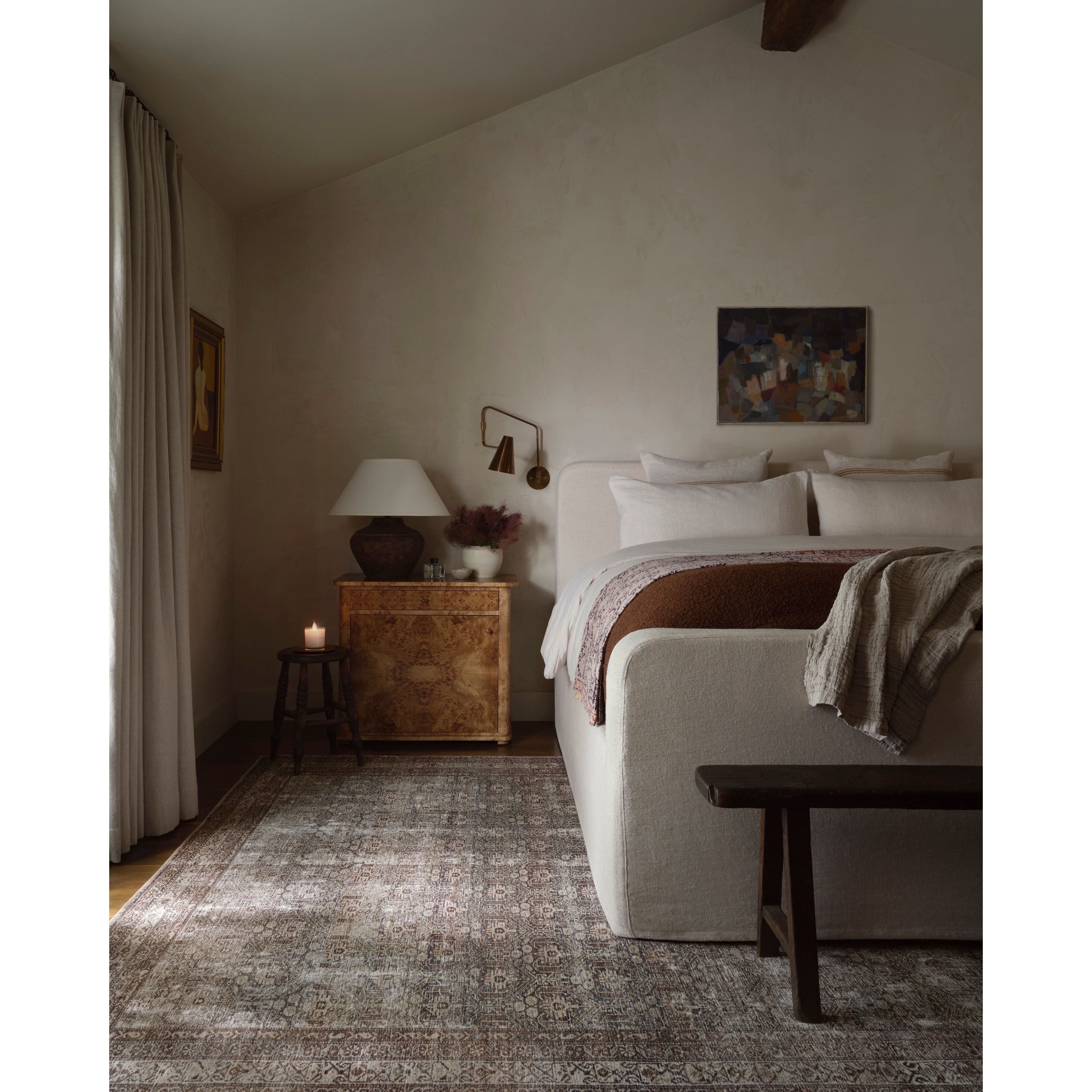 Featuring Amber Lewis x Loloi Georgie Moss / Bark Rug by Loloi at Amethyst Home. Inspired by interior designer Amber Lewis' penchant for vintage rugs, the Georgie Moss / Bark rug features a printed construction with incredible durability, color saturation, and no shedding. The rug's low, flat pile is designed for easy vacuuming and feels smooth underfoot. Georgie also carries the Oek. Amethyst Home provides interior design, new construction, custom furniture, and area rugs in the Tampa metro area.