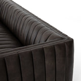 Featuring Henry Wolf Leather Sofa 97" by Four Hands at Amethyst Home. Upholstered in dreamy "wolf" leather -- this sofa is the perfect blend of chocolate and grey tones.  Channeled leather makes for a structured, comfortable sit.  
The Amethyst design team often recommends this sofa when you need a narrower depth without sacrificing comfort.  This sofa sea.  Amethyst Home provides interior design, new home construction design consulting, vintage area rugs, and lighting in the Calabasas metro area.