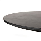 Featuring Powell 55" Dining Table - Bluestone by Four Hands at Amethyst Home. Classic tulip shaping is recast with a rustic black iron finish topped with a solid bluestone table top. This cute bistro style dining table is perfectly sized for a cozy breakfast nook.
Overall Dimensions: 55"W x 55"L x 29.50"H
Colors: Dark Rustic Black, Ebony, BluestoneMaterial.  Amethyst Home provides interior design, new home construction design consulting, vintage area rugs, and lighting in the San Diego metro area.