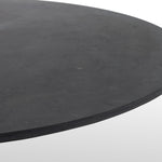 Featuring Powell 55" Dining Table - Bluestone by Four Hands at Amethyst Home. Classic tulip shaping is recast with a rustic black iron finish topped with a solid bluestone table top. This cute bistro style dining table is perfectly sized for a cozy breakfast nook.
Overall Dimensions: 55"W x 55"L x 29.50"H
Colors: Dark Rustic Black, Ebony, BluestoneMaterials: .  Amethyst Home provides interior design, new home construction design consulting, vintage area rugs, and lighting in the Dallas metro area.