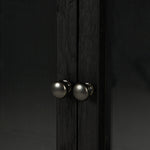 Featuring Spencer Curio Cabinet - Drifted Black by Four Hands at Amethyst Home. We love how the Spencer Drifted Black Curio Cabinet is perched on a simple, waxed black iron pedestal. The rustic black-finished oak forms an airy curio cabinet designed to showcase life’s artifacts.

Overall Dimensions: 45.75"W x 16"L x 69"H
Colors: Drifted Matte Black Veneer.  Amethyst Home provides interior design, new home construction design consulting, vintage area rugs, and lighting in the Washington metro area.