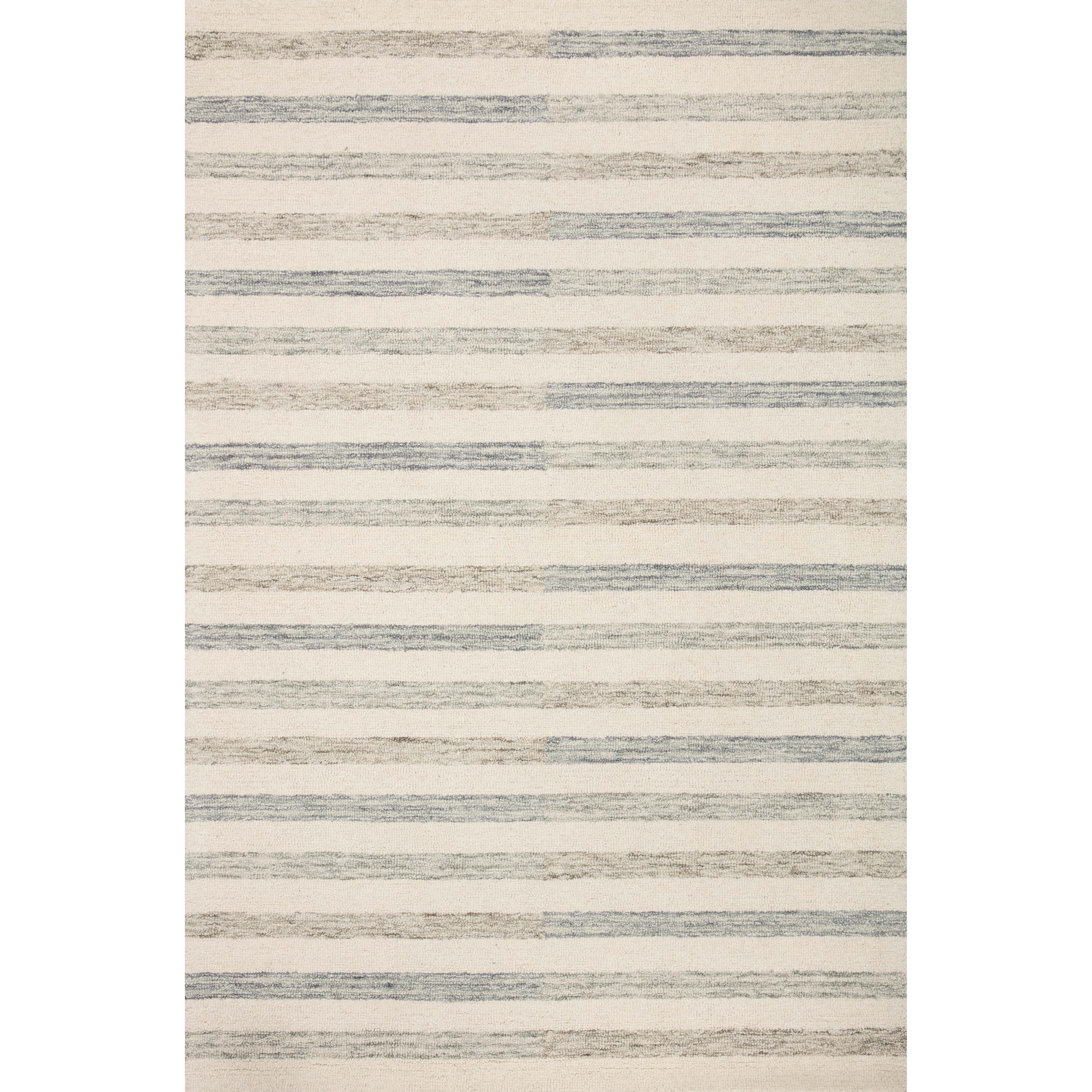 Known for its durability, the Chris Ivory / Slate hooked wool rug is a smart choice for any room in your home that gets lots of love. The subtle, tonal stripes remind us of our favorite California cool hemp rugs. Amethyst Home provides interior design services, furniture, rugs, and lighting in the Kansas City metro area.