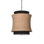 Featuring Chrisley Pendant Light by Dovetail at Amethyst Home. Made of fabric and beautifully natural woven rattan, the Chrisley Pendant Light is a wonderfully modern and airy fixture to hang above your kitchen island or bedroom nightstands.
Material: Fabric Shade with Rattan and IronFinish: Black Lamp Shade with Natural Rattan and Matte Black IronRequires 3 E12 BulbsMade in China Width: 20 . Amethyst Home provides interior design services, furniture, rugs, and lighting in the New York metro area.