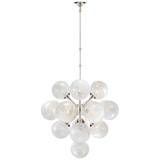 Featuring Cristol Large Chandelier by Visual Comfort at Amethyst Home. We love the white strie glass globes on this Cristol Large Chandelier by Visual Comfort. It brings a stunning and unique look to any living room, dining room, or kitchen.
Overall Dimensions: 33.25" L x 33.25" W x 62" HWeight: 70 lbs..  Amethyst Home provides interior design, new home construction design consulting, vintage area rugs, and lighting in the Kansas City metro area.
