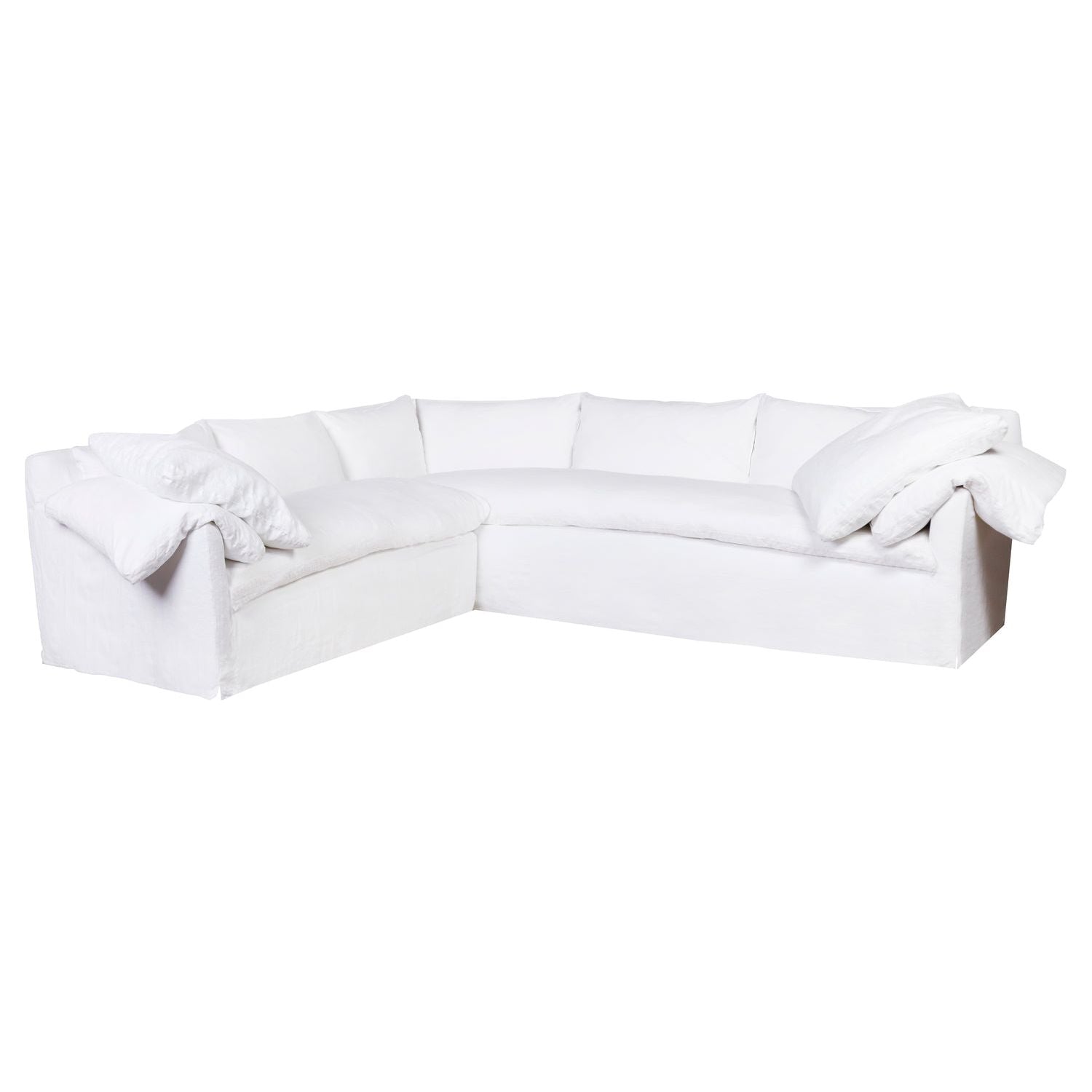 Wind down from a long day in this comfortable, easy-care slipcovered Donato 2 Arm Sectional by Cisco Brothers. This casual, chic sectional will bring the whole family together for years to come. Photographed in Otis White. Amethyst Home provides interior design services, furniture, rugs, and lighting in the Omaha metro area.