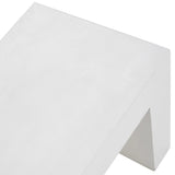 Featuring White Concrete Bench by Dovetail at Amethyst Home. Suitable for both indoor and outdoor settings, this modern bench features a beautiful waterfall design. Naturally attractive and durable, measuring 63” in length, it is constructed with reinforced concrete. Featuring a white sealed finish, this three-seater bench is fresh and contemporary. Idea. Amethyst Home provides interior design, new home construction design consulting, vintage area rugs, and lighting in the Laguna Beach metro area.