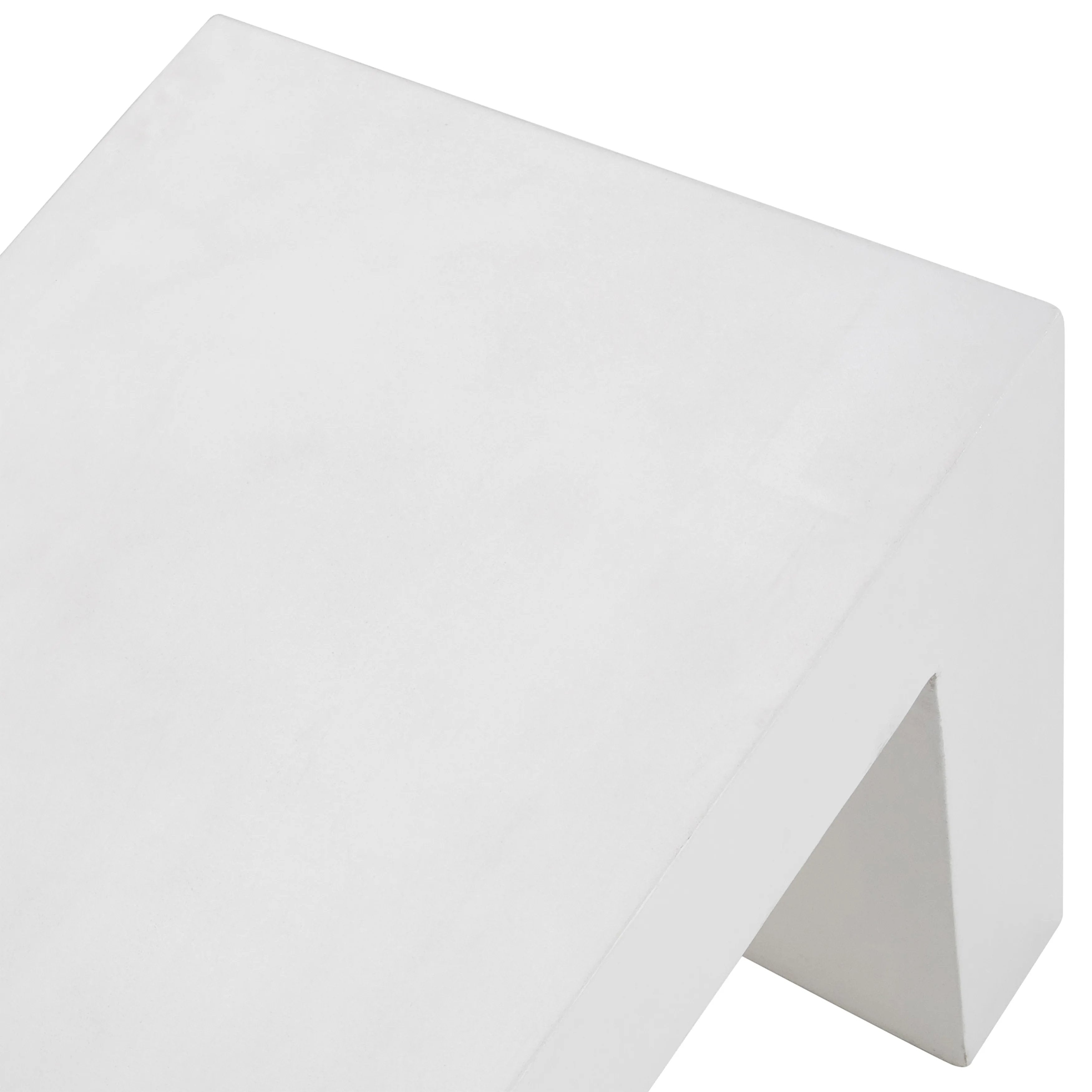 Featuring White Concrete Bench by Dovetail at Amethyst Home. Suitable for both indoor and outdoor settings, this modern bench features a beautiful waterfall design. Naturally attractive and durable, measuring 63” in length, it is constructed with reinforced concrete. Featuring a white sealed finish, this three-seater bench is fresh and contemporary. Idea. Amethyst Home provides interior design, new home construction design consulting, vintage area rugs, and lighting in the Laguna Beach metro area.
