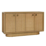 Featuring Crispina Sideboard by Dovetail at Amethyst Home. Organize your space with the Crispina Sideboard. Refined, modern coastal style in a warm look -- a closed cabinet solution adds visual interest and minimizes clutter!
Overall Dimensions:  63 in L x 36 in H x 18.5 D in D
Finish : Natural and Brass PullsMaterial : Mindi Wood Veneer, Rattan, Glass an. Amethyst Home provides interior design, new home construction design consulting, vintage area rugs, and lighting in the Kansas City metro area.
