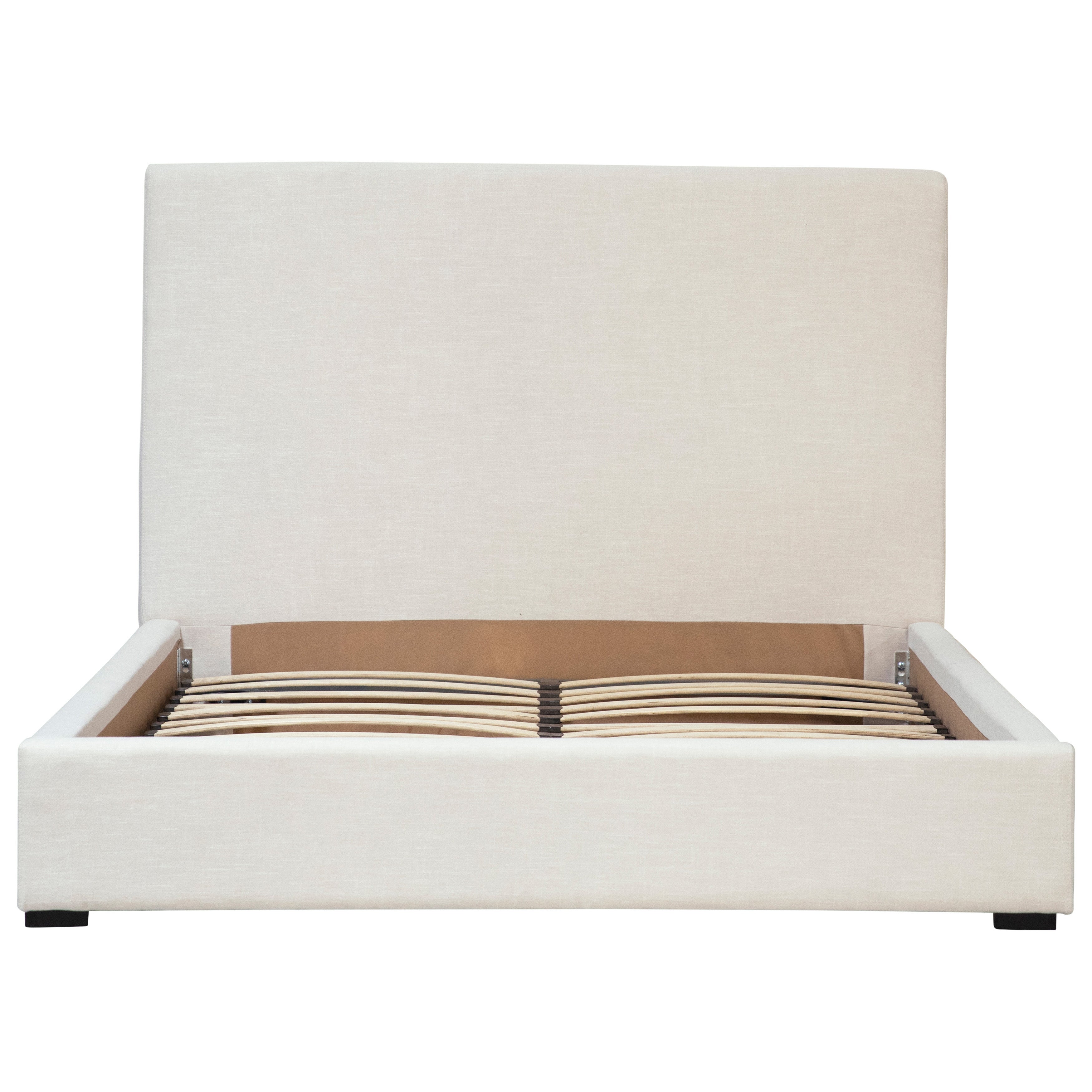 Create a soft, serene sanctuary with our irresistibly inviting upholstered bed. Featuring a low-profile frame, wrapped in an off-white linen-blend upholstery that offers nearly endless options for pairing with vibrant and neutral palettes. Amethyst Home provides interior design, new home construction design consulting, vintage area rugs, and lighting in the Newport Beach metro area.