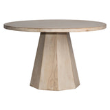 Featuring Jansen Round Dining Table by Dovetail at Amethyst Home. The beautifully curved reclaimed pine wood top of our 48" round dining table perfectly harmonizes with the hexagonal shape of its wood base. The light warm washed finish works great for any style or décor. Creating the perfect stage for an enjoyable dinner gathering.Depth : 48 inFinish : Light . Amethyst Home provides interior design, new home construction design consulting, vintage area rugs, and lighting in the Seattle metro area.