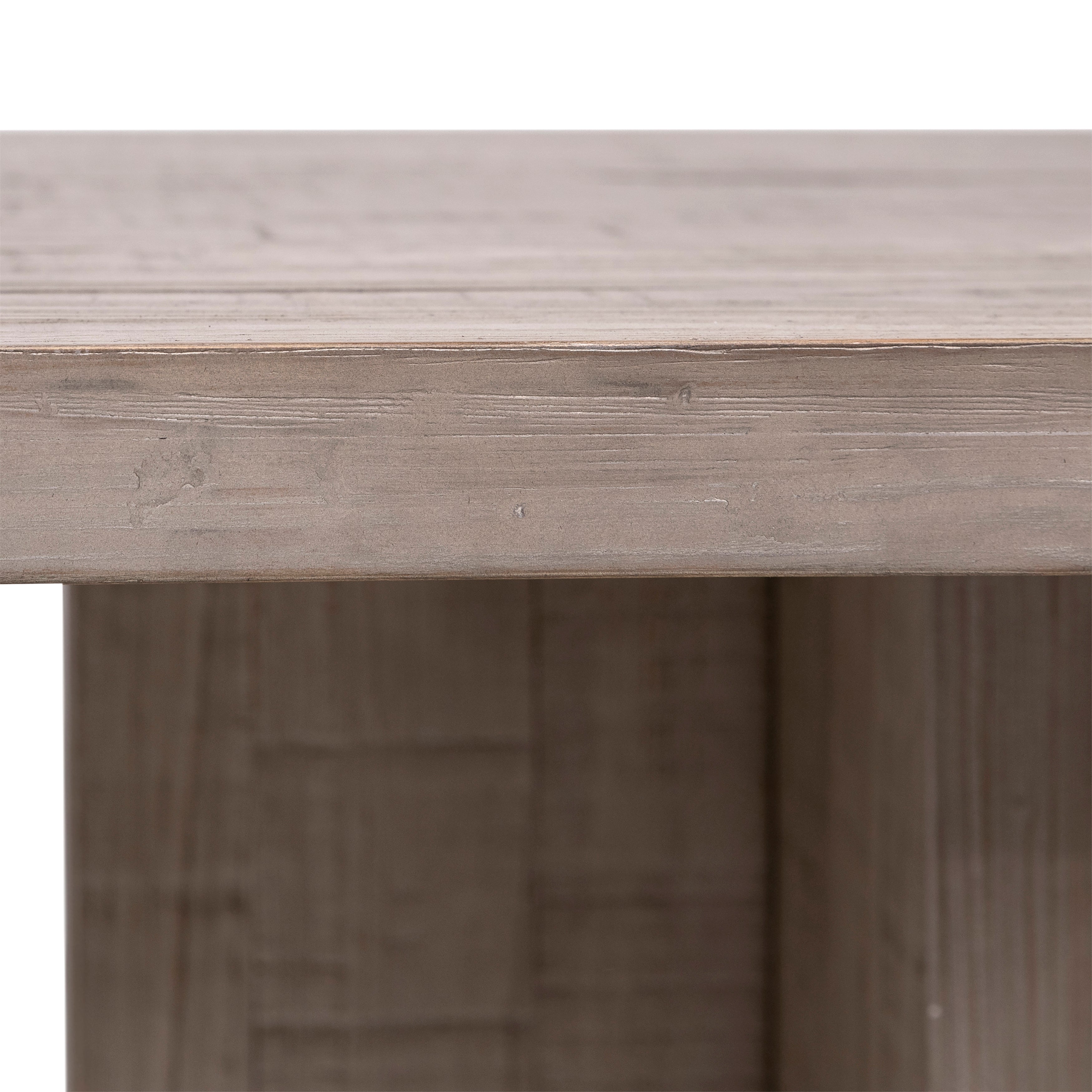 Featuring Latidos Dining Table by Dovetail at Amethyst Home. The Latidos dining table is a sophisticated modern look in grey-washed solid pine.  Seating for 8-10.
105"w x 42"d x 30"h. Amethyst Home provides interior design, new home construction design consulting, vintage area rugs, and lighting in the Houston metro area.