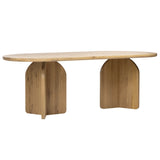 Featuring Navarro Dining Table by Dovetail at Amethyst Home. A modern piece that will serve as the perfect dining table for everyday living. Our Navarro Dining Table features an oval tabletop and a double x-shaped pedestal base that effortlessly combines modern and sculptural design that is admirable from every angle. Crafted with solid oak wood and seale. Amethyst Home provides interior design, new home construction design consulting, vintage area rugs, and lighting in the Los Angeles metro area.