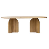 Featuring Navarro Dining Table by Dovetail at Amethyst Home. A modern piece that will serve as the perfect dining table for everyday living. Our Navarro Dining Table features an oval tabletop and a double x-shaped pedestal base that effortlessly combines modern and sculptural design that is admirable from every angle. Crafted with solid oak wood and sealed . Amethyst Home provides interior design, new home construction design consulting, vintage area rugs, and lighting in the Park City metro area.