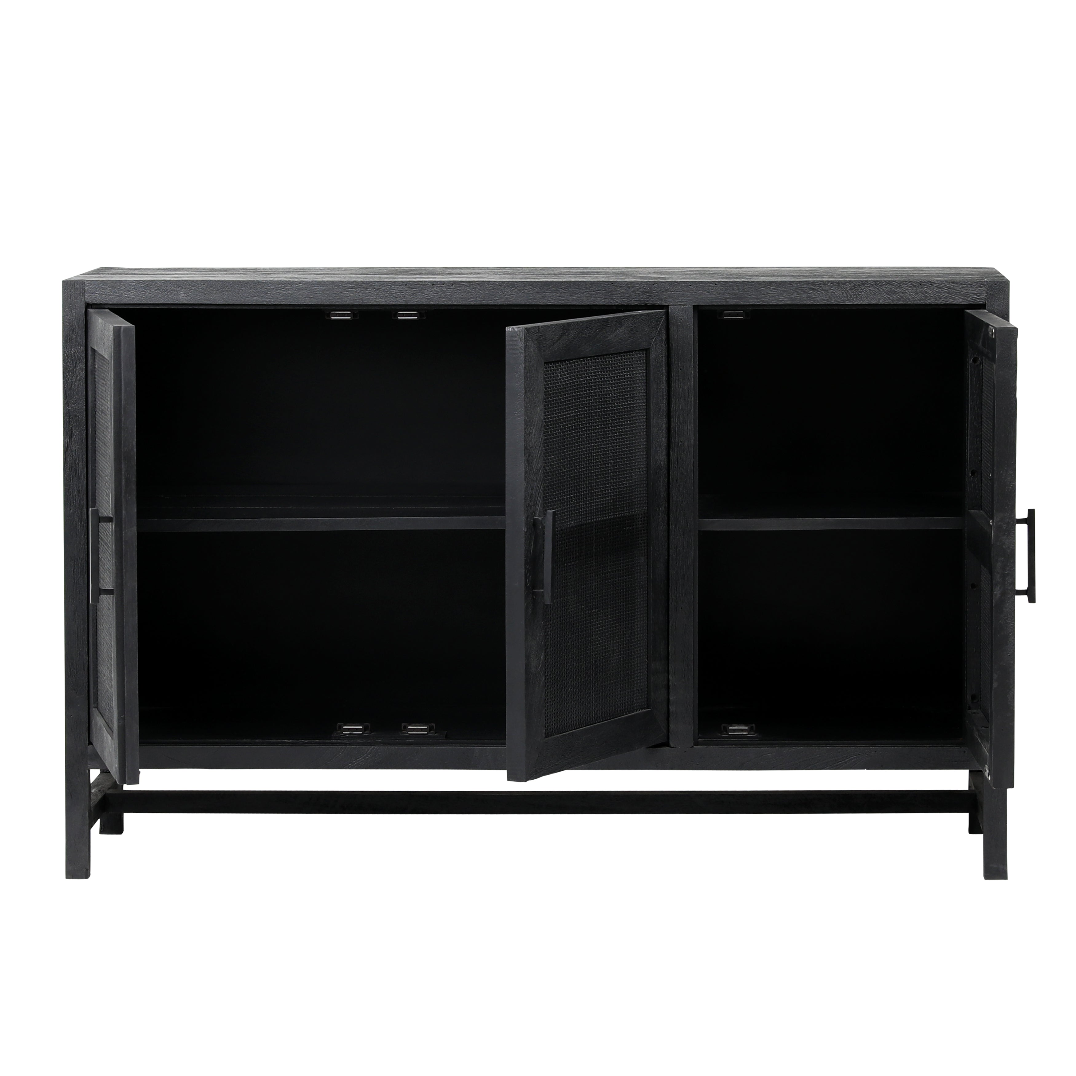 Featuring Owen Black Sideboard by Dovetail at Amethyst Home. This sleek Owen Black Sideboard adds contemporary style and functionality to your living space. Crafted from wood, it provides storage and display options with two drawers and two shelves. Its sleek black finish and minimalistic design bring a modern elegance to any room.
50w x 14d x 32h
Mango wood w. Amethyst Home provides interior design, new home construction design consulting, vintage area rugs, and lighting in the Boston metro area.