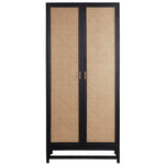 Featuring Royette Cabinet by Dovetail at Amethyst Home. Bring a touch of natural texture into your space with this Royette cabinet. This two-tone cabinet features a black hardwood frame with natural cane accent doors, along with shelf inserts for added storage space. Resulting in a versatile piece that complements a wide range of styles, from contemporary to bo. Amethyst Home provides interior design, new home construction design consulting, vintage area rugs, and lighting in the Omaha metro area.