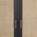 Featuring Royette Cabinet by Dovetail at Amethyst Home. Bring a touch of natural texture into your space with this Royette cabinet. This two-tone cabinet features a black hardwood frame with natural cane accent doors, along with shelf inserts for added storage space. Resulting in a versatile piece that complements a wide range of styles, from contemporary t. Amethyst Home provides interior design, new home construction design consulting, vintage area rugs, and lighting in the Park City metro area.