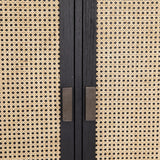 Featuring Royette Cabinet by Dovetail at Amethyst Home. Bring a touch of natural texture into your space with this Royette cabinet. This two-tone cabinet features a black hardwood frame with natural cane accent doors, along with shelf inserts for added storage space. Resulting in a versatile piece that complements a wide range of styles, from contemporary t. Amethyst Home provides interior design, new home construction design consulting, vintage area rugs, and lighting in the Park City metro area.